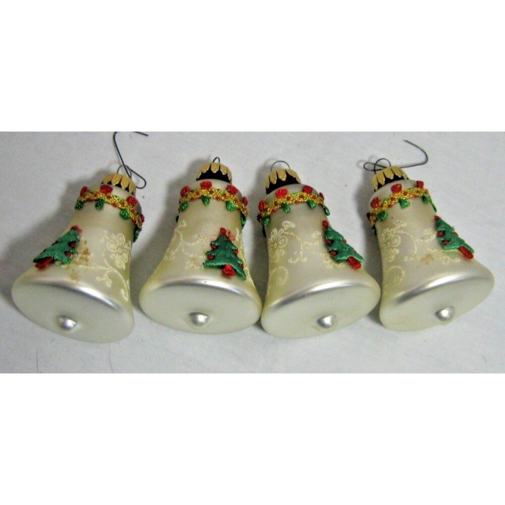 Lot of 3 Vintage Christmas Glass Bell Ornaments Nice Tree Garland Designs